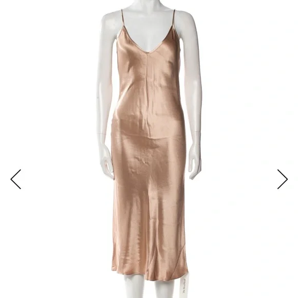 NWOT L’Agene V-neck Silky Slip Dress Size 2 Copper Gold - Picture 1 of 9